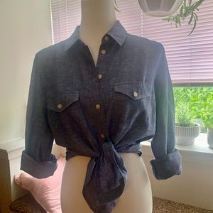 Linen and cotton button down top